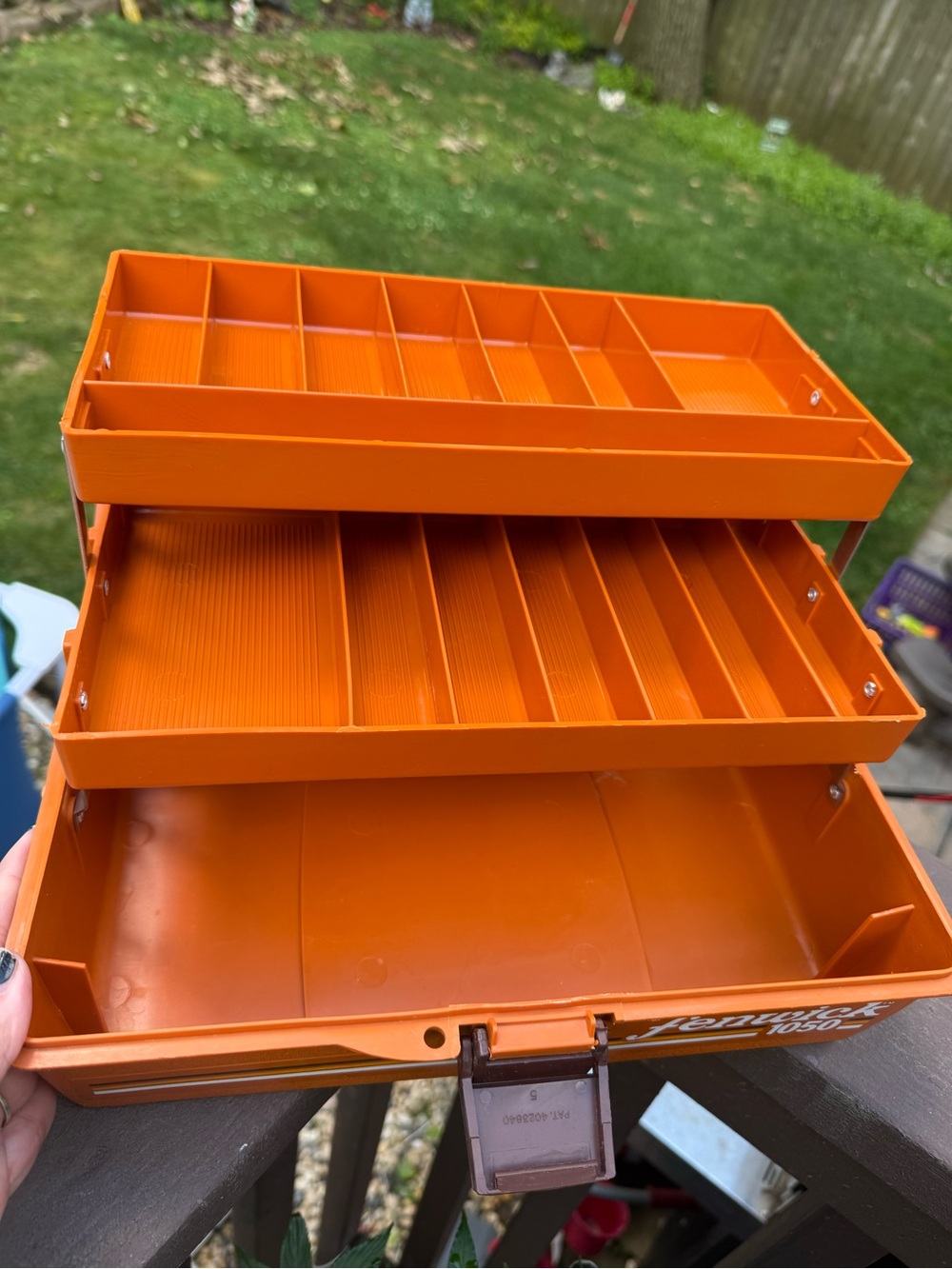 Vintage Fenwick Woodstream 1050 Tackle Box Orange, 2 Trays, 15 Comp - Picture 4 of 11